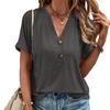 Fashion Women Spring Summer Short Sleeve Top Solid Color European American Style
