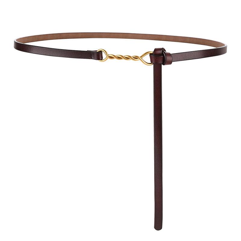 Genuine Leather Womens Slim Belt With Metal Buckle For Office And Casual Wear