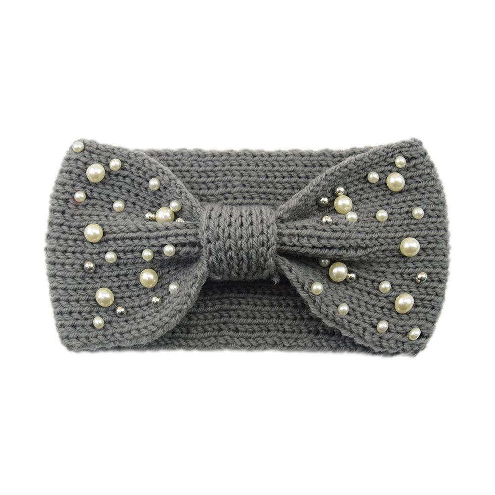 New Wide Bowknot Pearl Headbands For Woman Warm Hairband Elastic Sports Yoga Headwear Girls Hair Band Winter Hair Accessories