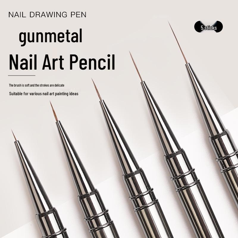 Japanese Professional Ultra-Fine Metal Nail Art Liner Pen for Nail Salon - Precision Drawing and Dotting Tool