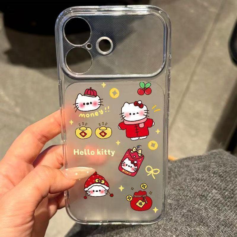 

New Year KT Cat Red Envelope for iPhone 15/16/17 Pro Max Soft Case iPhone 14 Plus