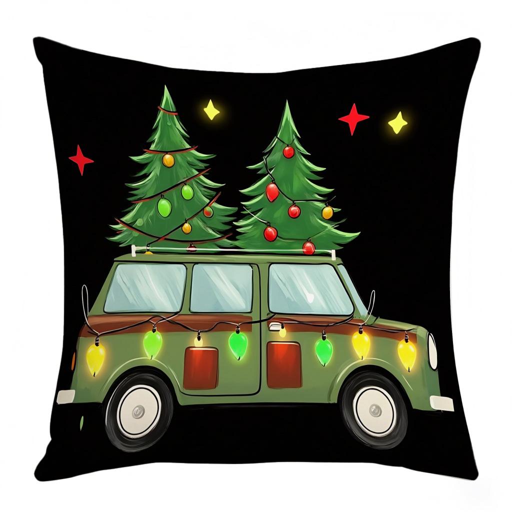 Leinen Plüsch Leder Samt Weihnachten Cartoon Druck Weihnachtsmann Glocke Kindlich Wohnzimmer Schlafzimmer Kissenbezug