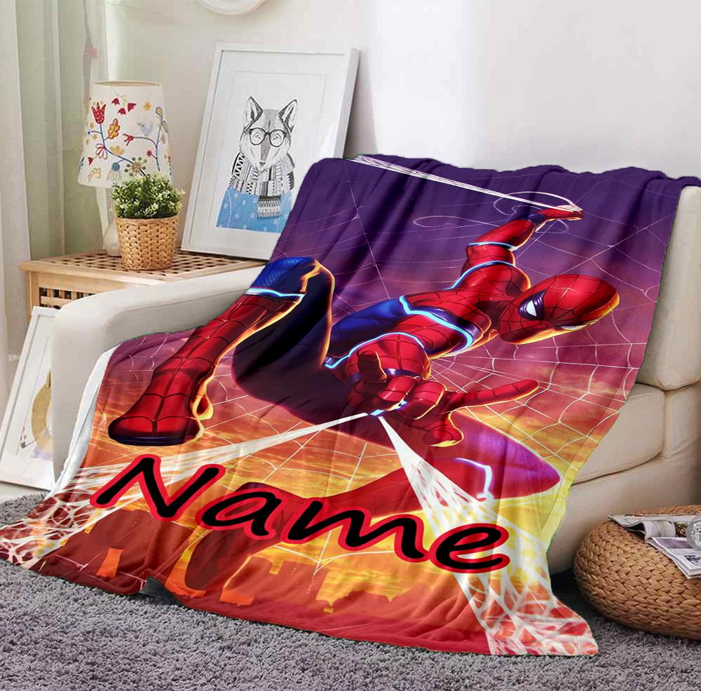 Custom Name Spider-Man Comics Flannel Blanket Throw Blanket Soft Warm Sofa Bed Decor Unique Gift