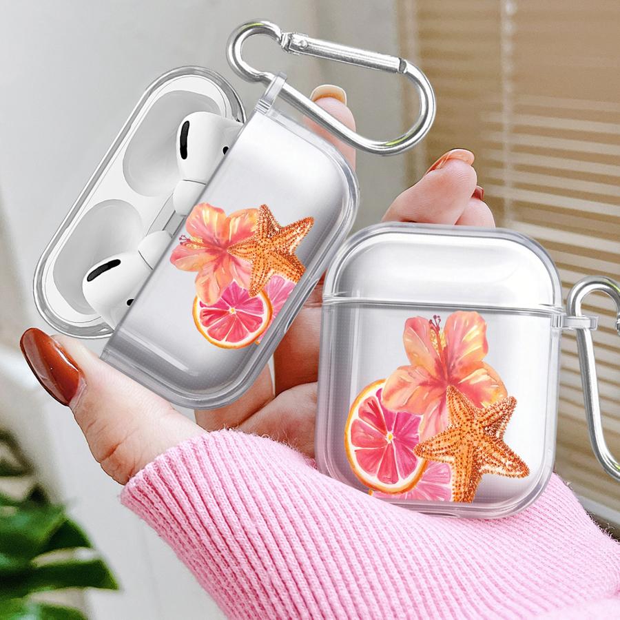 Fruit Flowers Clear Earphone Cases Cover Case For Airpods 4 Pro Pro3 1 3 2 Pro2