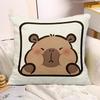 Cute Capybara Print Decorative Pillowcase Bedroom Living Room Square Cushion Pillowcase