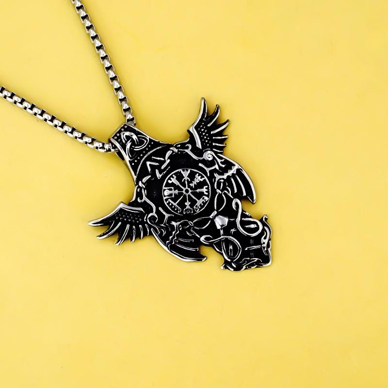 Retro Norse Mythology Double Raven Tree Of Life Pendant Necklace For Men Personality Charm Hip Hop Cool Casual Jewelry Gift