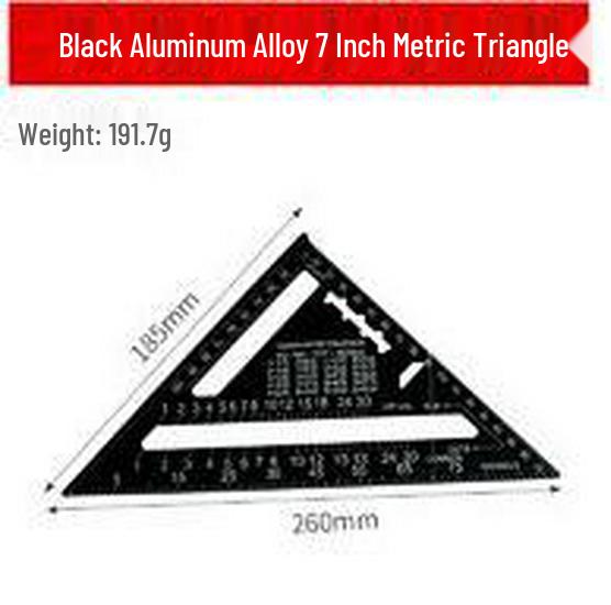 7-inch Aluminum Alloy Precision Triangle Ruler - Metric & Imperial Woodworking Measuring Tool