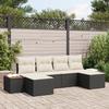 VidaXL 6-Piece Garden Sofa Set with Cushions Black Poly Rattan Acacia 3348138