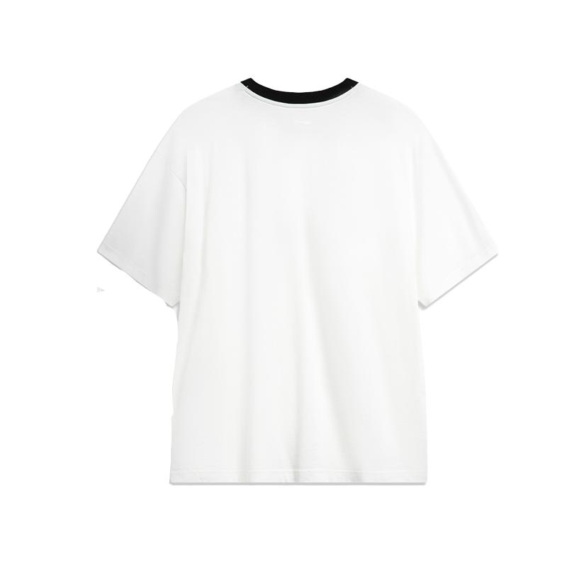 Li Ning Sports Fashion Series Letter Print Round Neck Loose Short Sleeve T-Shirt Unisex Tops White AHSU657-1(TEAM702-3.4.1)