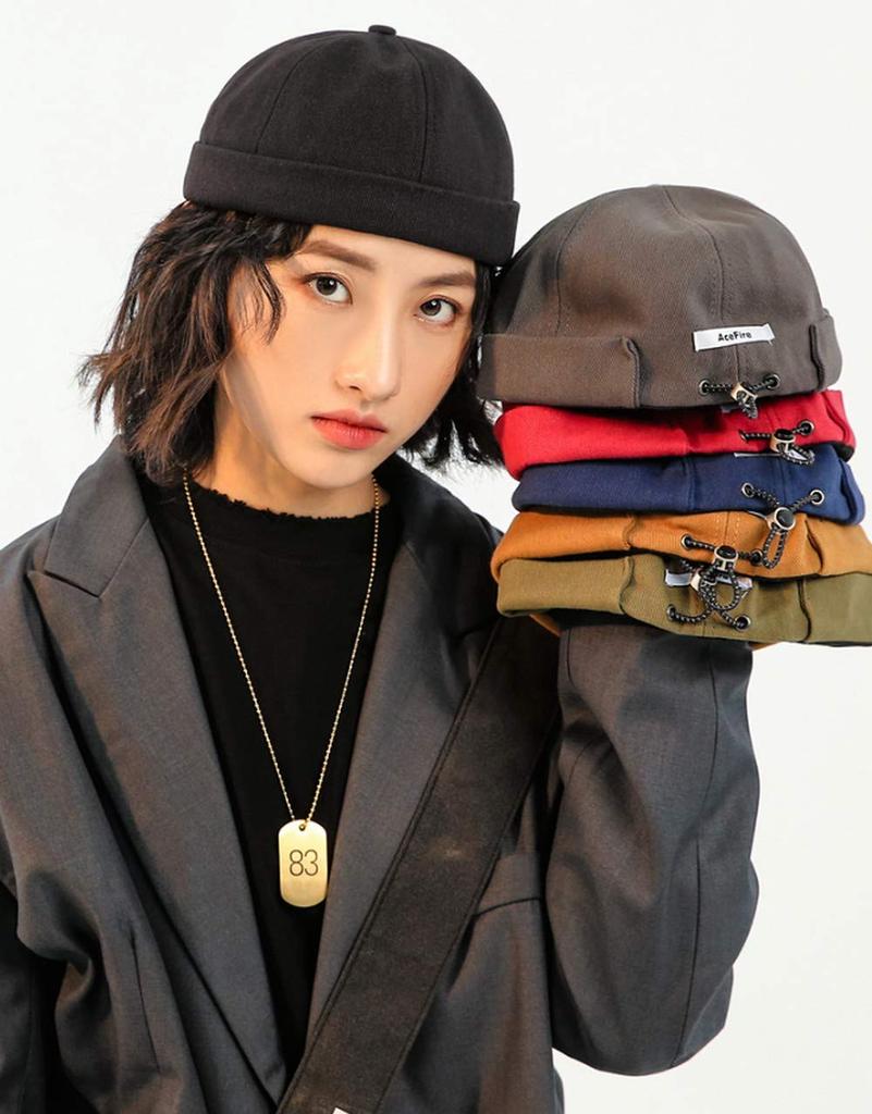 Croogo Brimless Warch Roll and Stylish Hat for and Winter Fisherman's Cap, Cap, Cap, Men's Women's, Oversized, Casual, Spring, Autumn, (CT15-Black)