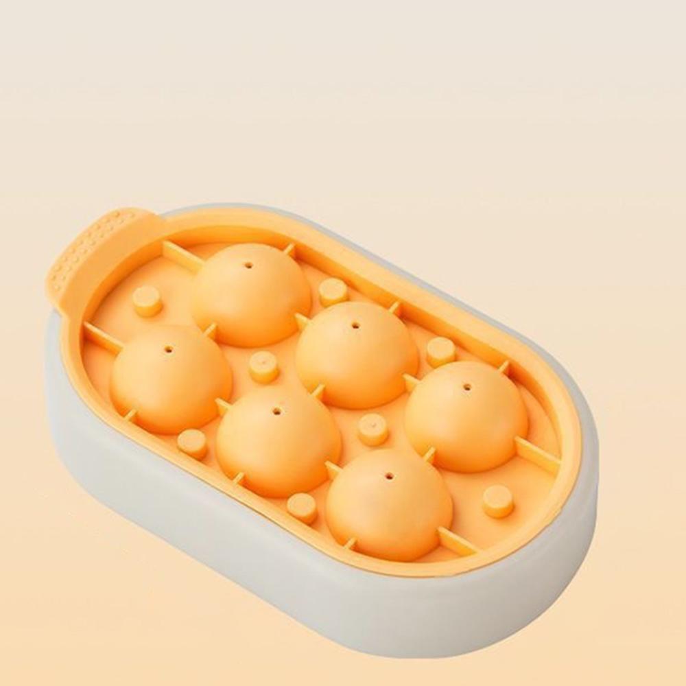 1PC Six Ice Cube Mold Silica Gel Ice Lattice Home Frozen Ball Ice Box No Leakage Round Ice Cube Mold