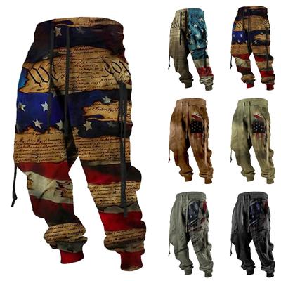 Men's Printed Casual Sports Pants Men's Fashion Lace-Up Fleece Sports Pants