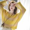 Yellow High-end Color-block Loose Striped Knitwear Designed Top Lazy Early Spring Elegant Thin Hollow Out