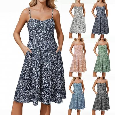 Damenkleid Blumenmuster Schulterfreies Kleid mit Brustpolster