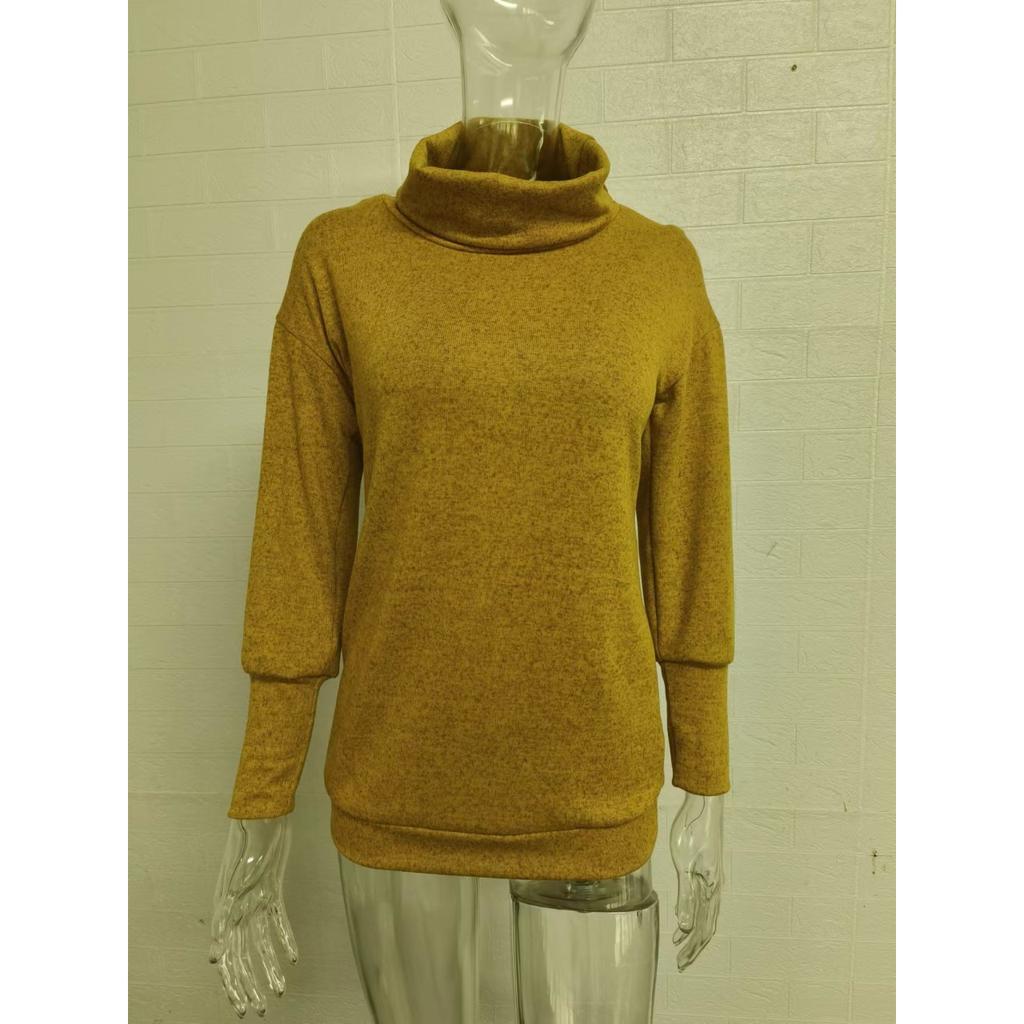 GMXIA Damenmode, lässig, einfarbig, Druck, Herbst, Winter, langärmelig, Stehkragen, lose Pullover