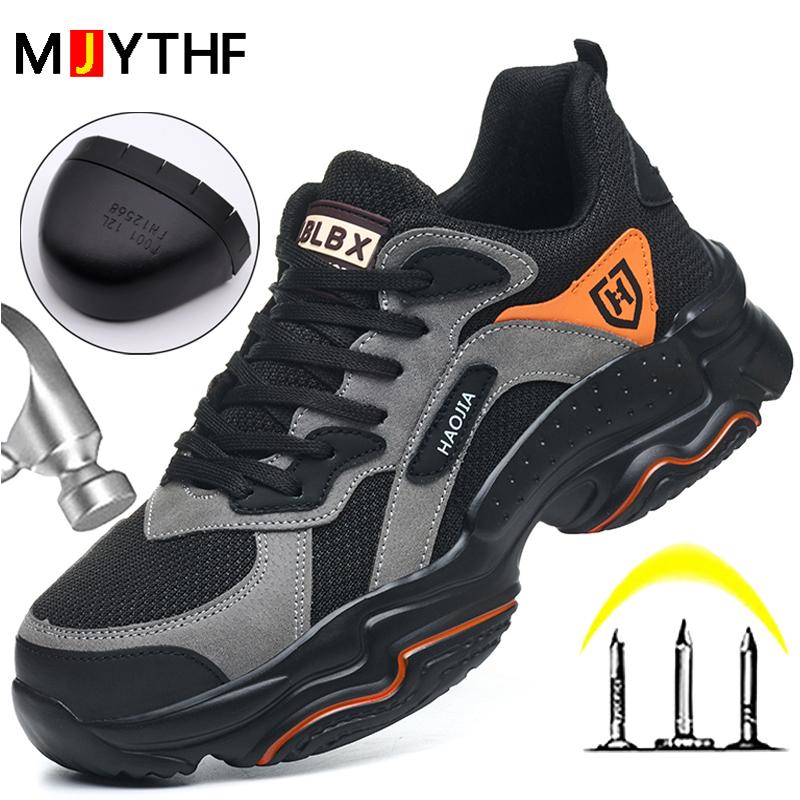 Fashion Men'S Sports Shoes New Safety Shoes Men Steel Toe Shoes Security Sneakers Puncture-Proof Work Shoes Lightweight Comfort