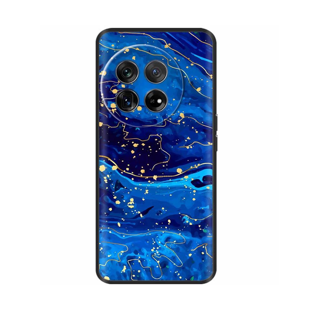 Painted Cover For OnePlus 12 Case Black Silicone Soft Luxury Phone Back Cover For One Plus 12 OnePlus12 5G Fundas Cases Hoesje