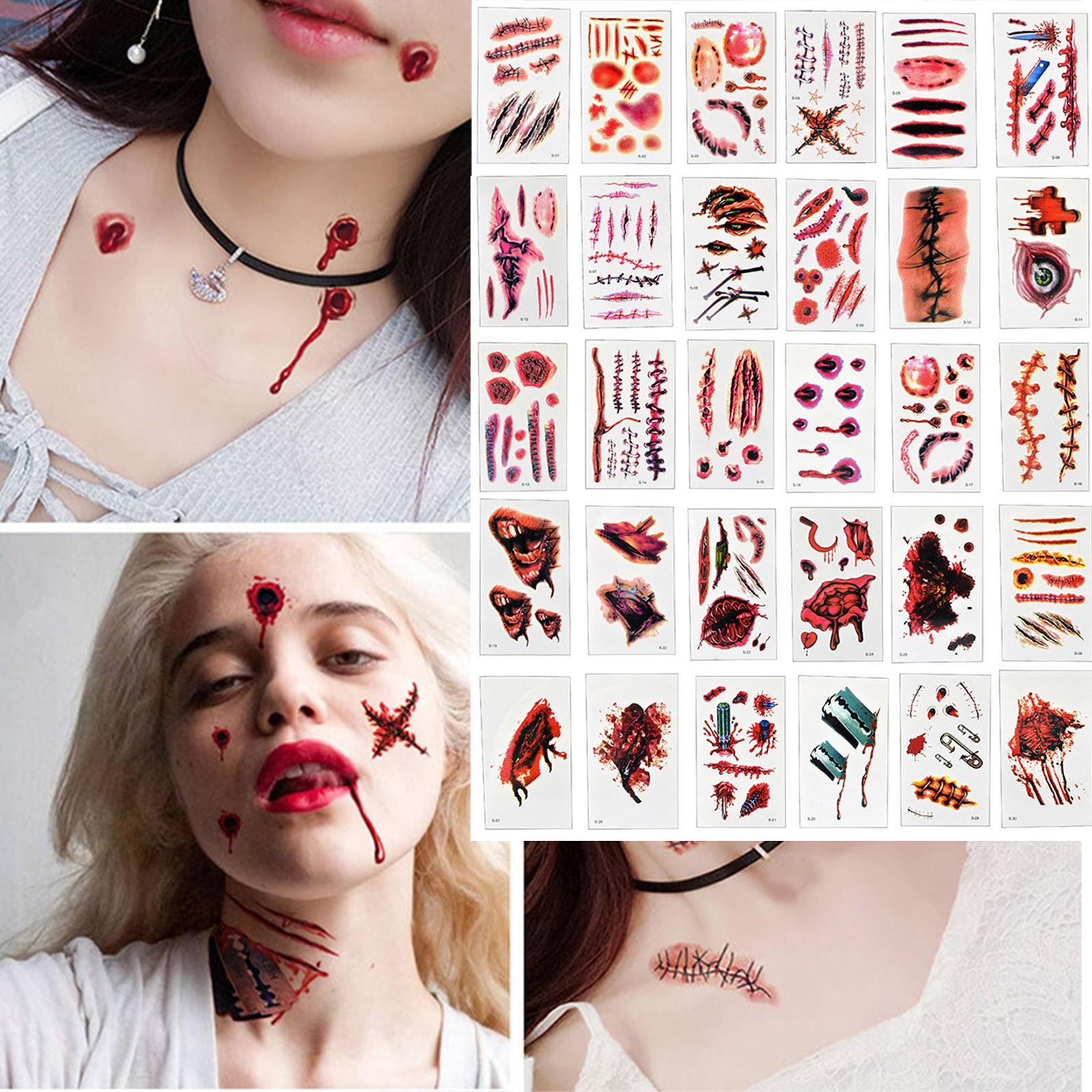 

Хэллоуин Ужас Травма Шрам Лицо Временная наклейка Страшные наклейки One Size