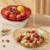 Clear Plastic Serving Bowl, Modern Fruit Bowl with Gold Rim, Multi-use Decorative Snack Bowl for Counter Home Decoration, Kitchen Dining Room Table