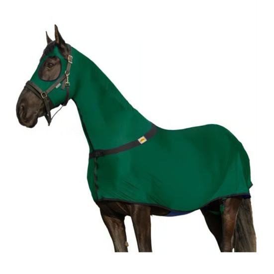 

Попона для лошади на все тело с капюшоном на молнии, обертышем для живота, эластичная дышащая, для пони, эластичный чулок, слинки с защитой шеи, конные принадлежности S армия зеленый