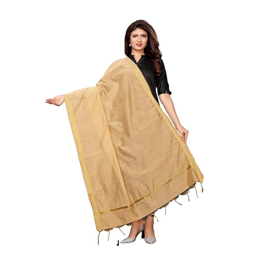 TreegoArt Fashion Women's Plain Cotton Dupatta With Tasseled For Etchnic Wear Long Dupatta Chunnis Odhni - Pack Of 1