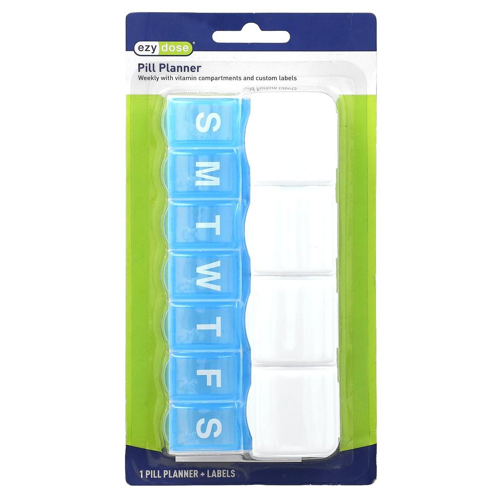 Weekly Pill Planner, Vitamin Bins & Labels, 1 Count