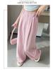 Women's Tencel Linen Wide-Leg Pants - Summer Ice Silk Cotton Blend, High Waist, Slimming, Floor Length, Loose Fit.