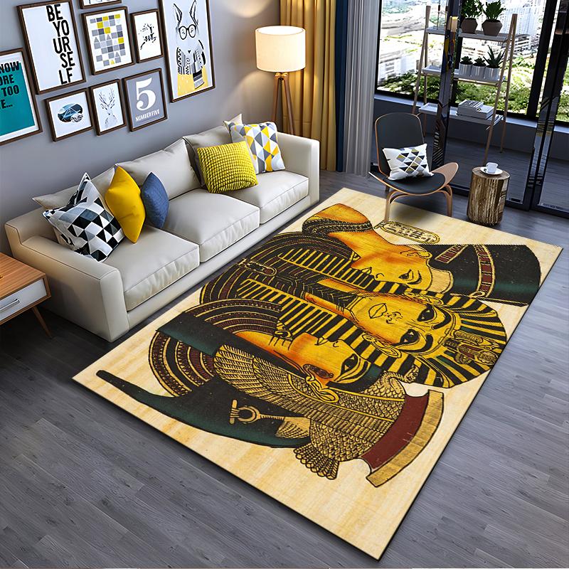 Ancient Egyptian Pharaoh Artwork Rug Non-slip rug suitable for living room and bedroom sofas.