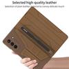 Samsung Z Fold5 Leather Flip Case with Pen Slot - Foldable Screen Protective Cover
