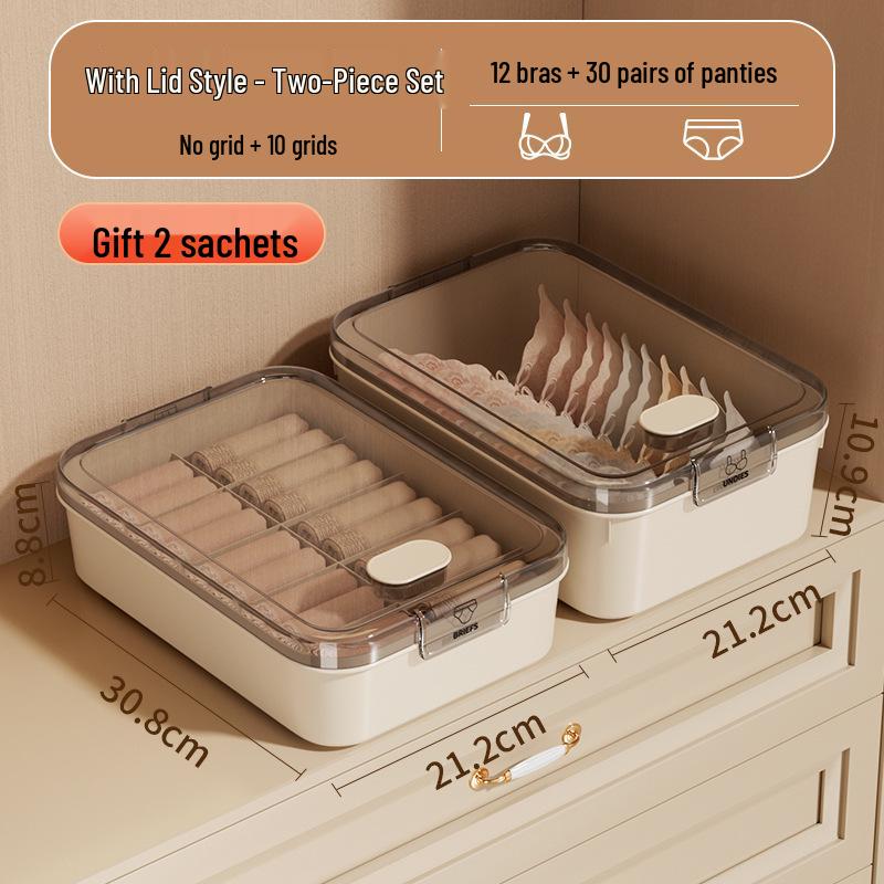 Drei-in-Eins Intimwäsche-Organizer: Unterwäsche-, Slips- und Socken-Aufbewahrungsbox mit Fächern, Deckel und Duft