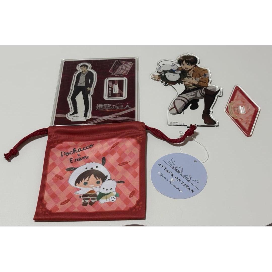 Used Attack on Titan Eren Sanrio collaboration acrylic stand purse