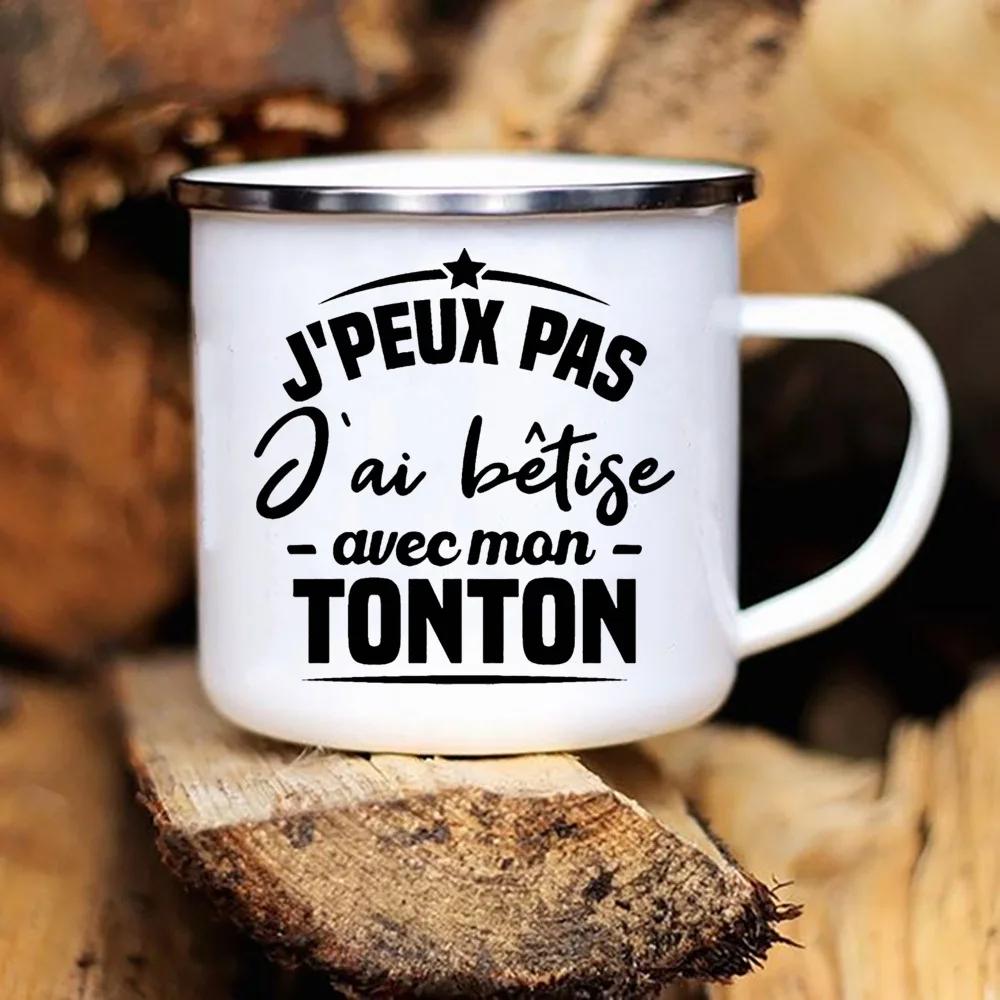 Bester Onkel der Welt Druck Tassen Kreative Kaffeetassen Getränke Wasser Tee Camping Emailletasse Outdoor Henkel Trinkgeschirr Tonton Geschenk