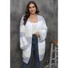 Women S Plus Size Striped V Neck Long Sleeve Knit Cardigan Coat