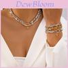 Geometric Heart Pendant Necklace And Bracelets Set For Women