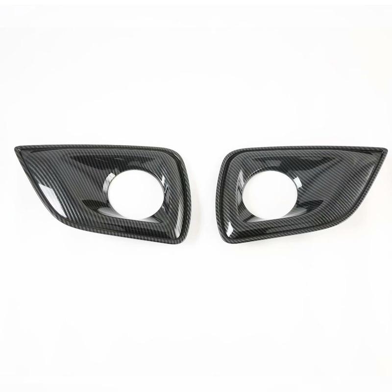 for Nissan Navara NP300 2016- chrome Carbon Fibre Car Front Fog Light Lamp Decorative Frame Cover Trim Sticker Accessories