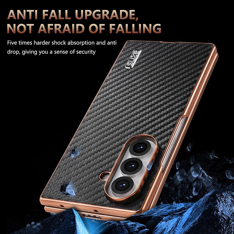 For Samsung Galaxy Z Fold 7 Case Luxury PU Plating Carbon Fiber Protective Back Cover Case For Samsung Z Fold 7 6 5 4 3 Shell