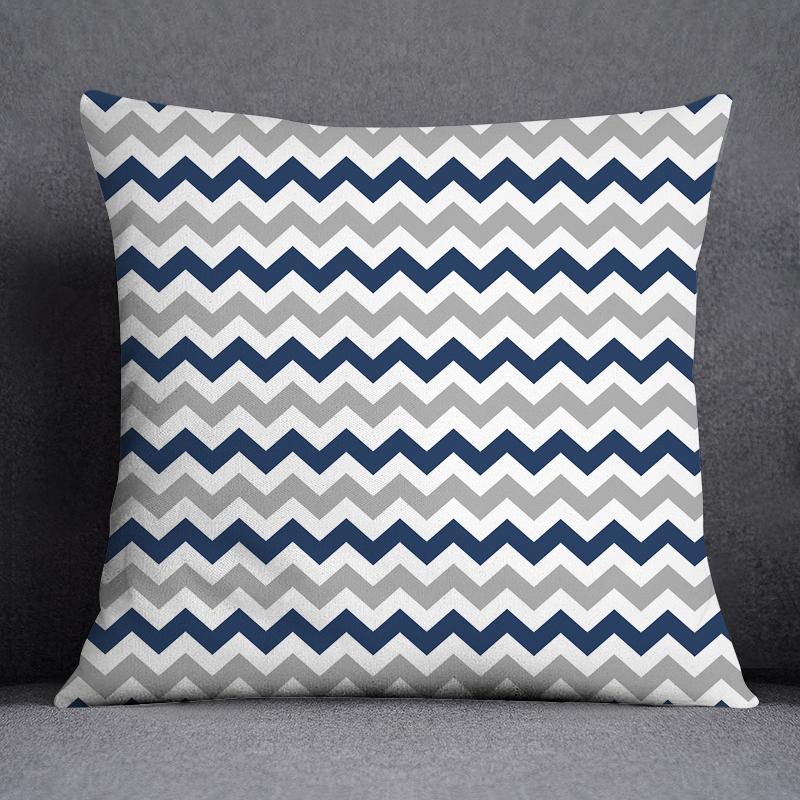 Cushion Cover Geometric Pattern Polyester Blue Grey Pillowcase Upholstery Sofa  Throw Pillow Home Decor Pillowcas
