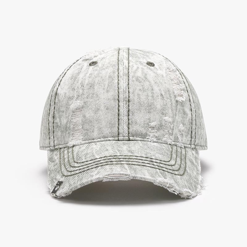 Custom Logo Distressed Baseball Cap Vintage Washed Ripped Cotton Dad Hat Frayed Brim Y2K Streetwear Sun Hat For Men Women
