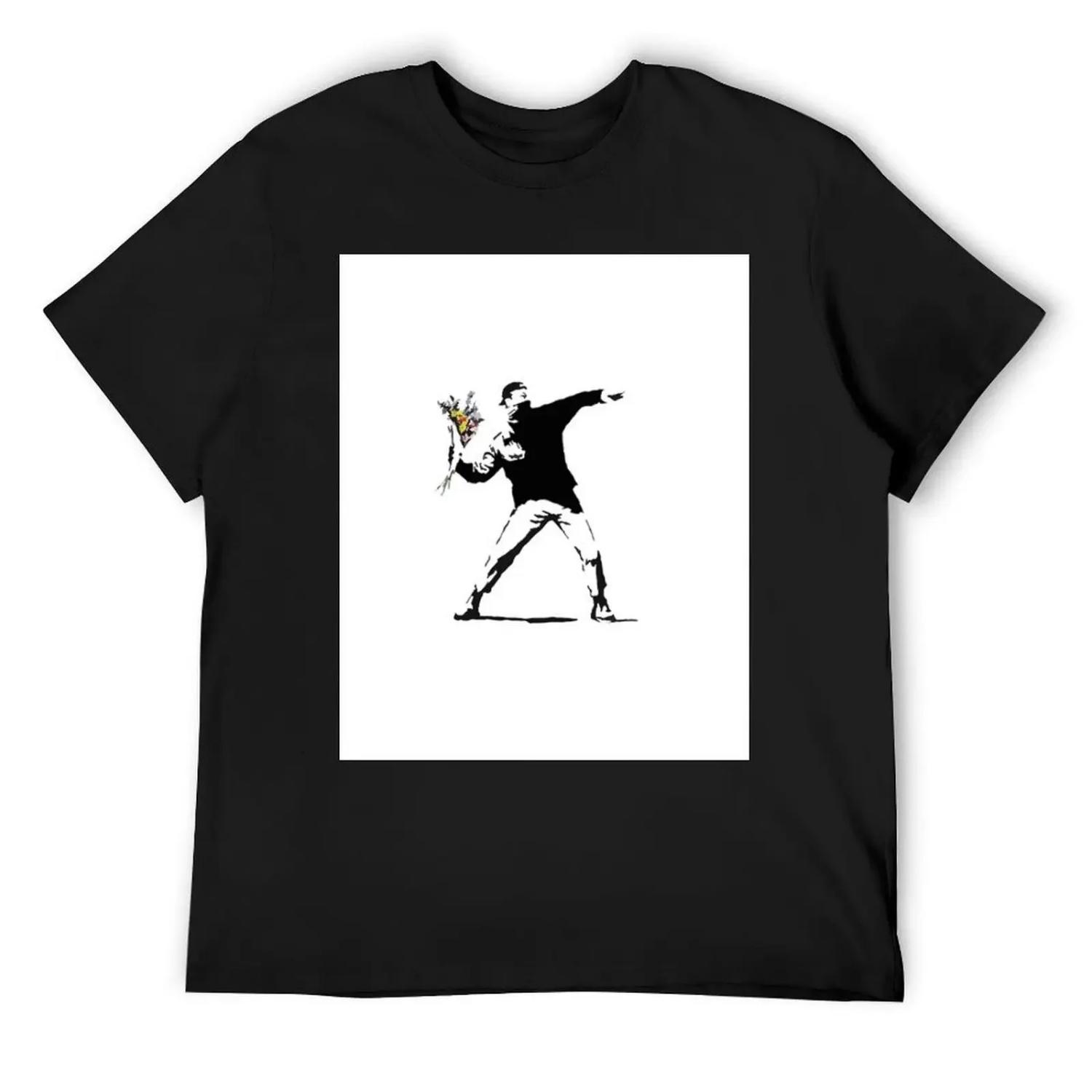Banksy Flower Thrower T-Shirt plus sizes vintage anime tshirt shirts graphic tee men S