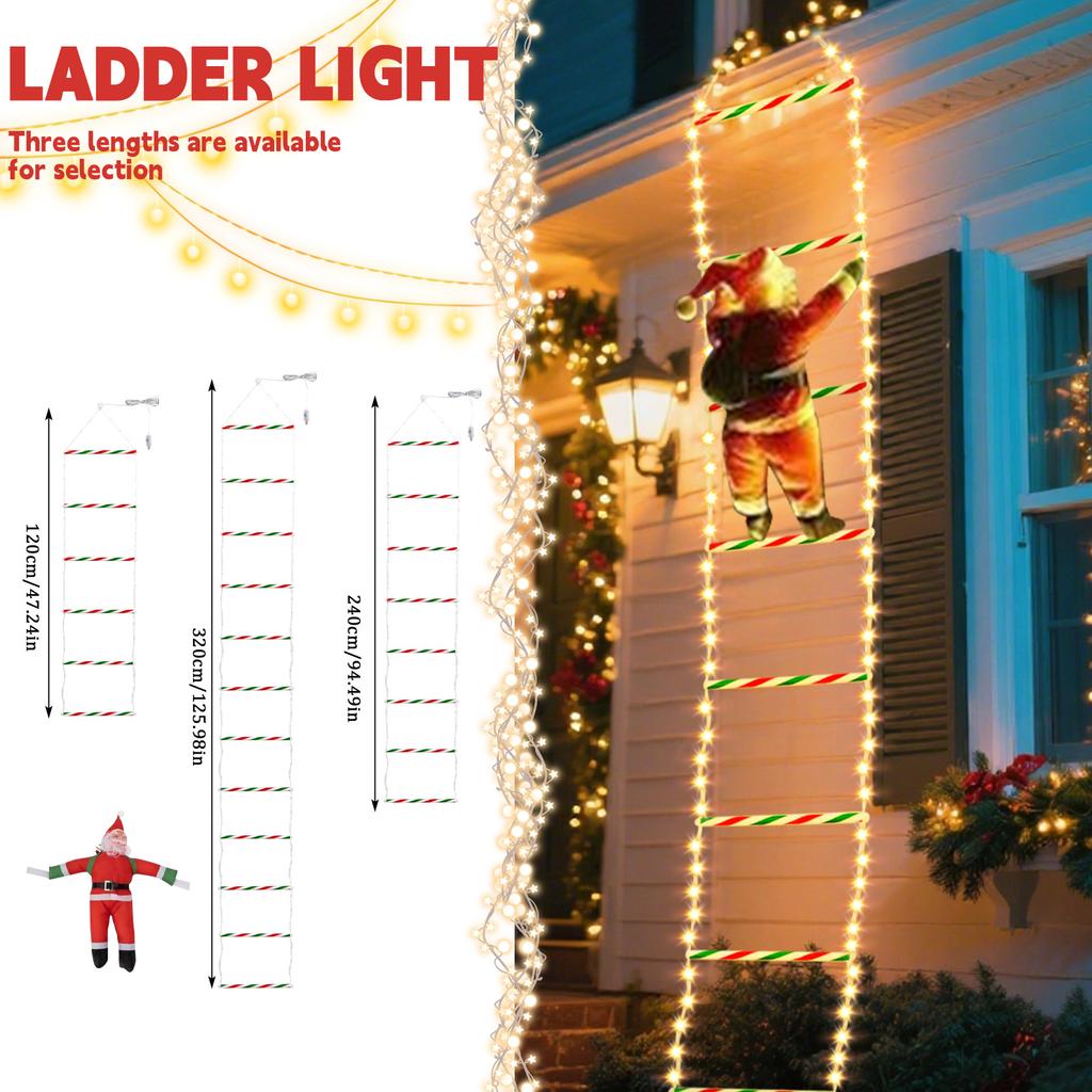 Remote-controlled Heated Christmas Ladder Santa's Climbing Ladder To The Christmas Tree Santa Ascending The Ladder Illuminated Santa's Climbing Ladder