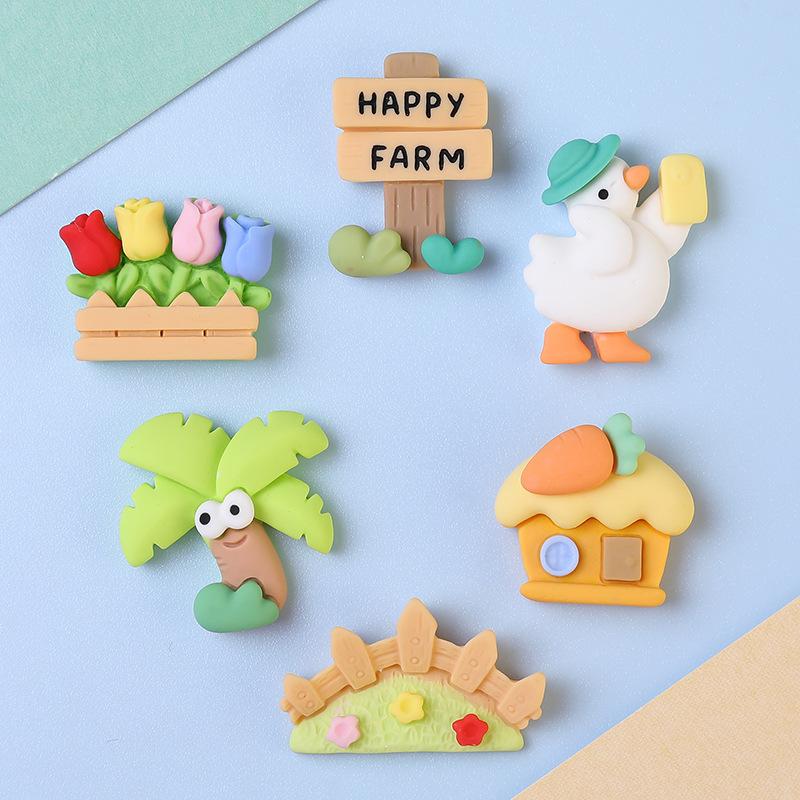 10 Pcs New Cute Mini Kawaii Duck, House, Garden Flat Back Resin Cabochons Scrapbook Diy Party Hairpin Accessories Craft A96
