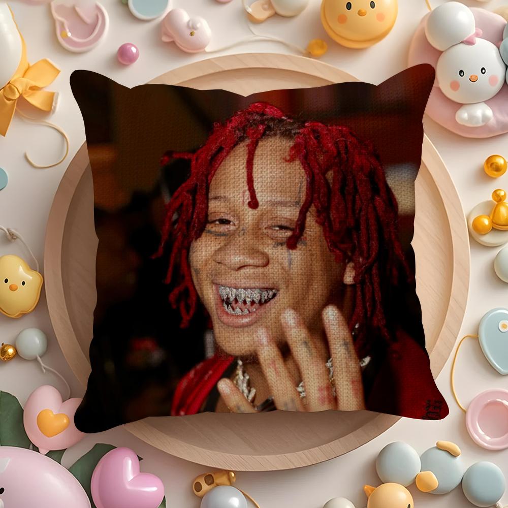 Rapper T-Trippie R-Redd Cushion Cover Summer Coolness Linen Fabric Double-Sided Printing Pillow Case Sofa Home Decor Gift