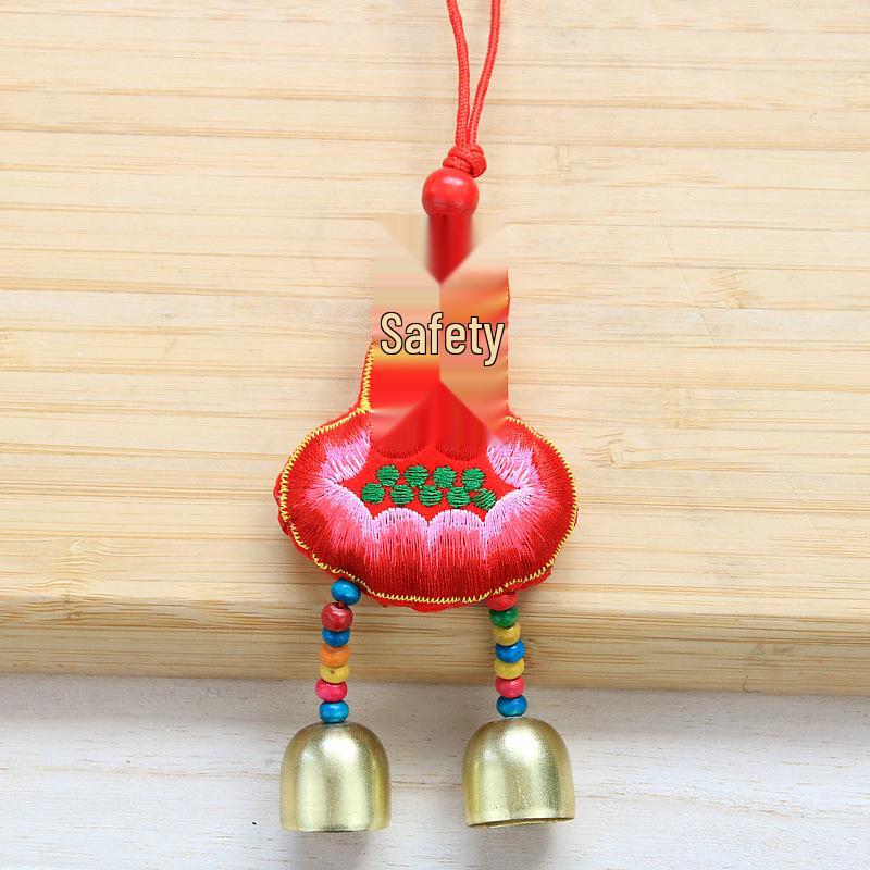 Snake Year Tiger Head Embroidered Apple Gourd Blessing Sachet Wind Chime Car Pendant Gift