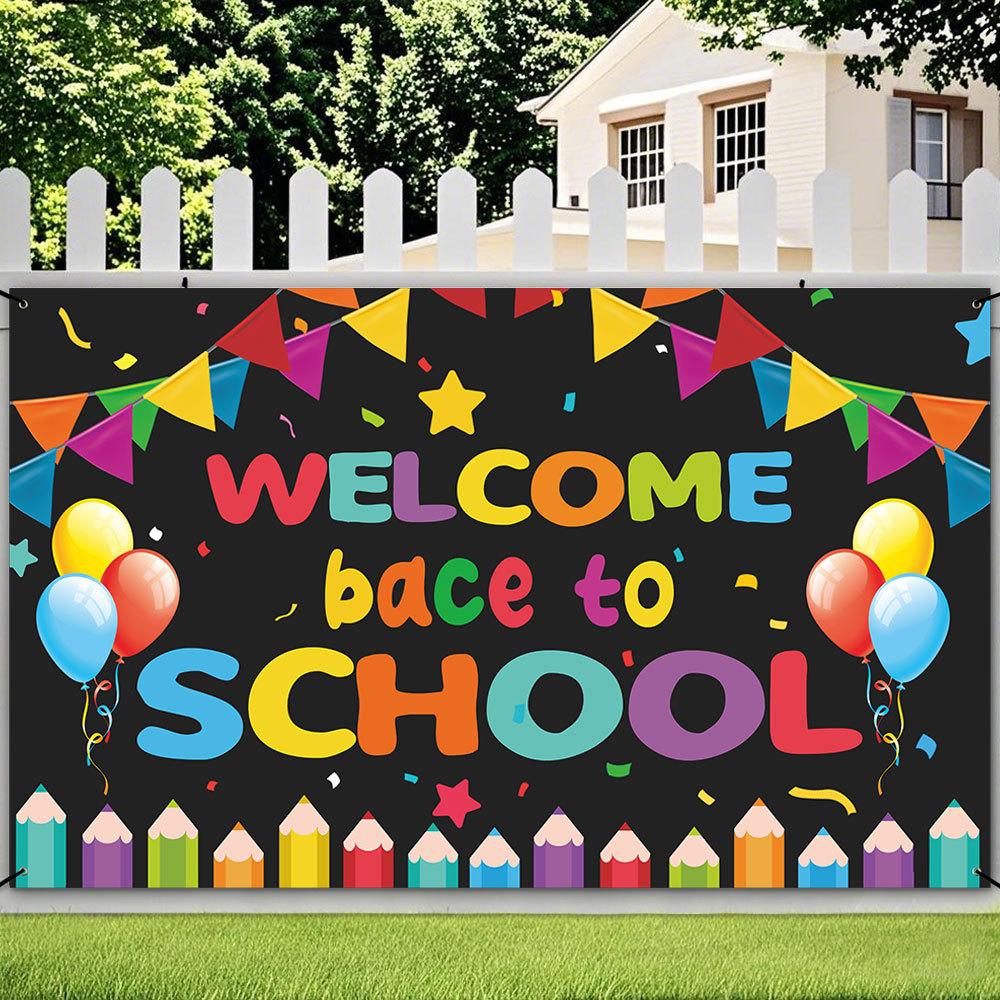 QZBBJ207-218 Classroom Welcome Banner Back To School Decorations - Motivational Background Banner for  Bulletin Board Wall Decor