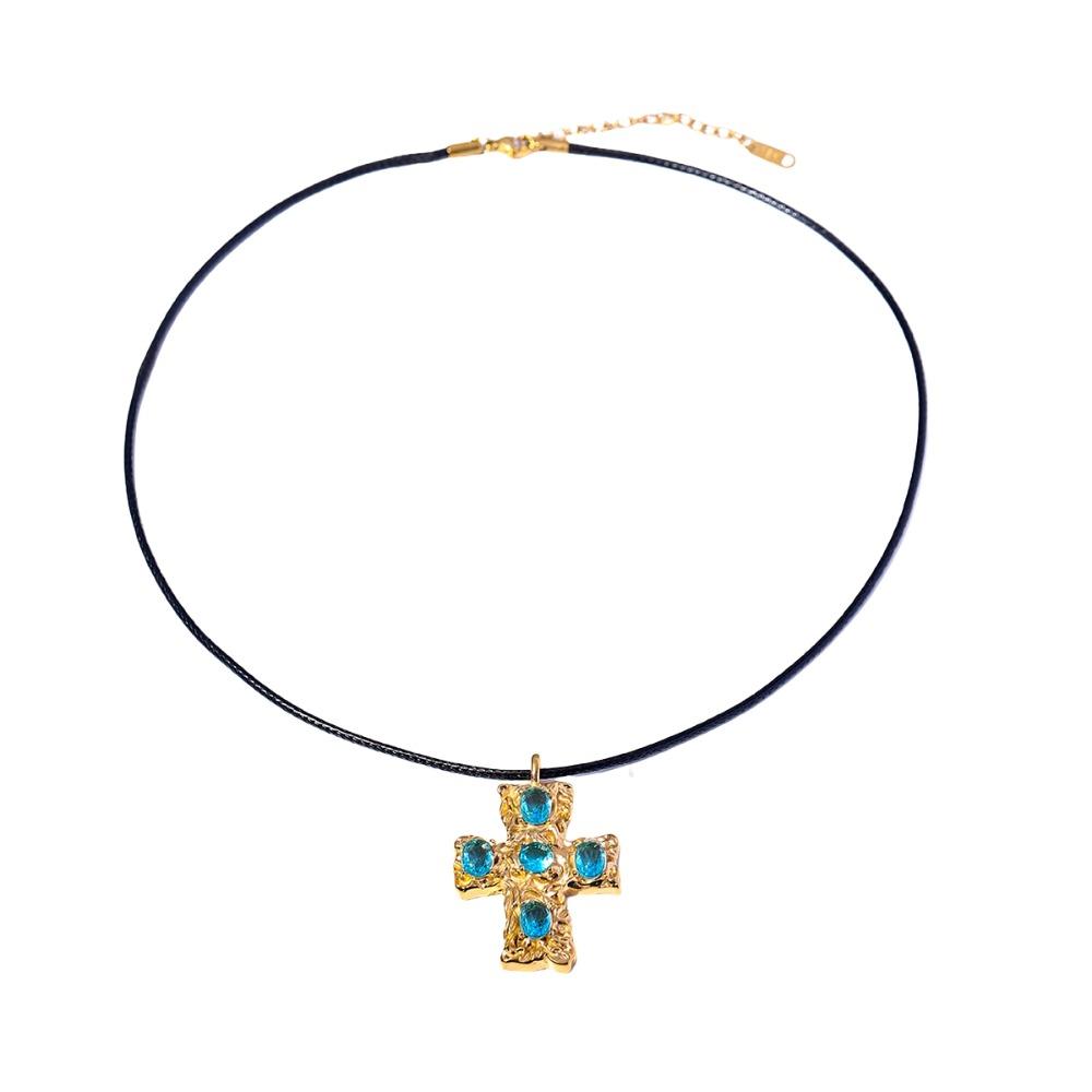 Metal Cross Pendant Necklace Irregular Exaggerated Necklace Jewelry INS Vintage Necklace  Gift