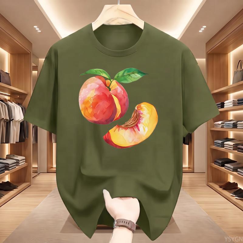 Whole Peach and Slice Unisex Sports Short Sleeve TShirt Summer Short Sleeved Harajuku Streetwear Tops Tees Aesthetic Clothes