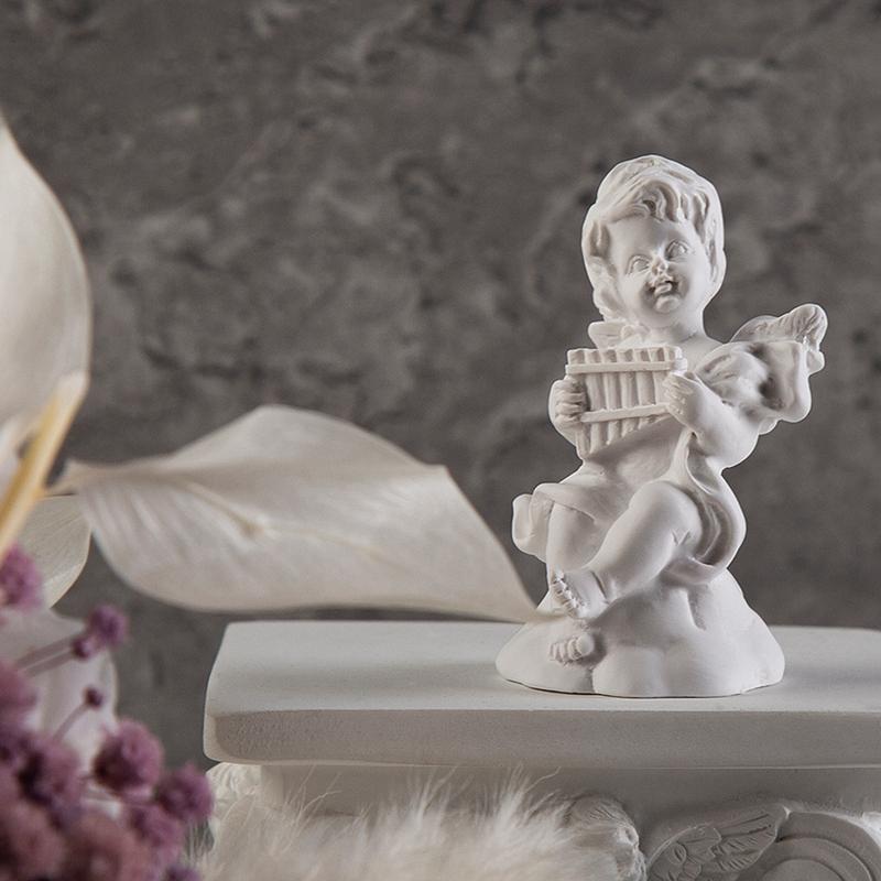 4 Stück/Set Niedliche Engel Ornamente Harz Engel Figur Desktop Kleine Dekorative Skulptur Retro Blumenfee Heim Garten Topf Dekor