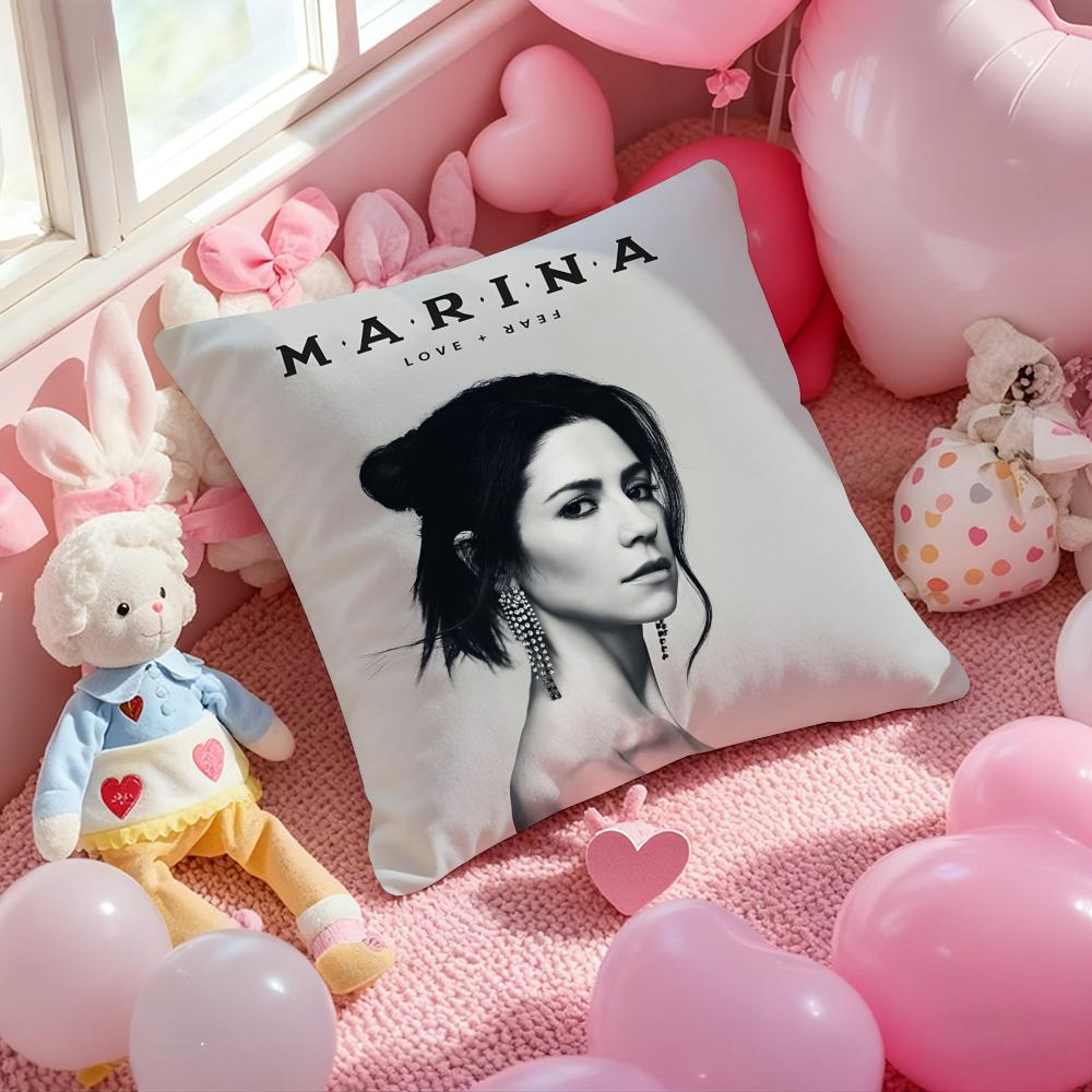 Music Album M-Marina the diamonds Pillow Case Soft Plush Fabric Double-Sided Printed Cushion Cover Warm Winter Sofa Pillow Case