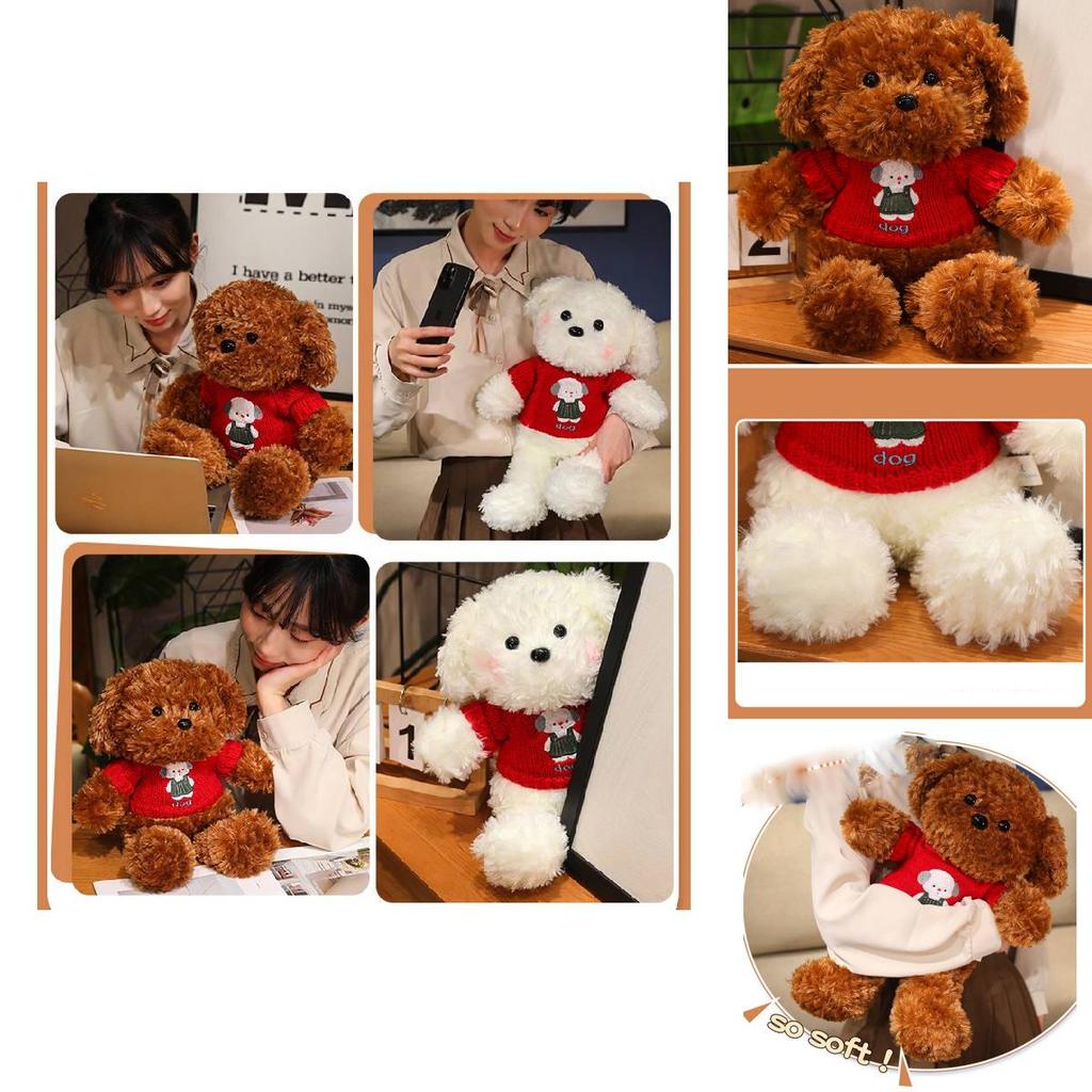 Adorable Teddy Bear Dog Plush Toy Cute Puppy Doll For Girls Birthday Gift Soft Sweater Design