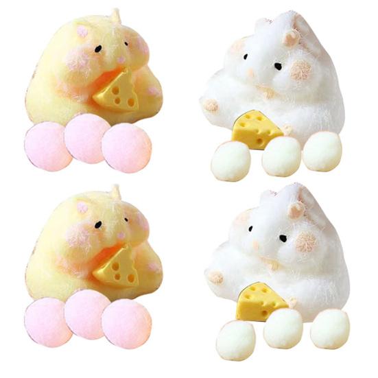 

4 шт. игрушка для снятия стресса в виде сырного хомяка, сжимающая сенсорную игрушку для детей, подростков и взрослых, мягкий мяч для снятия стресса TPR, игрушка для животных 4pcs